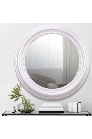 Round Yuvarlak Ayna İnci Ceviz