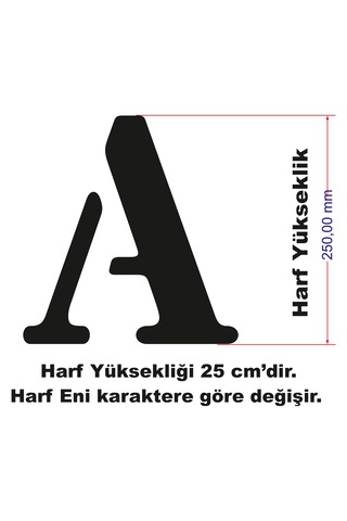 Stencil Harf Boyama Şablonu X077 Harf Yüksekliği 25 Cm