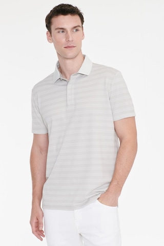 Ac&co Erkek Grı Pamuklu Slim Fit Dar Kesim Polo Yaka Çizgili Tişört Gri