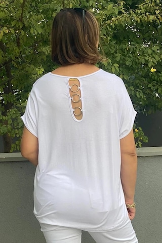 Mia Butik Büyük Beden Beyaz Minnoş Bluz Beyaz