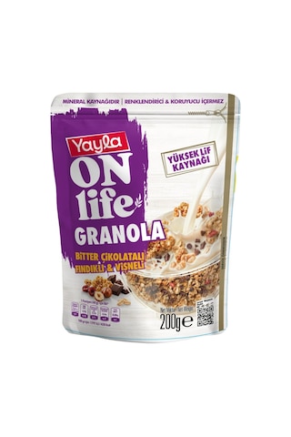 Yayla Onlife Bitter Çikolatalı Fındıklı Ve Vişneli Granola 200 G X3