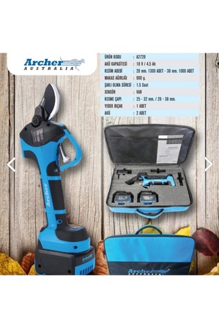 Hsgl Akülü Akülü Şarj Edilebilir Archer 38 Mm Akülü Makas Bahçe Meyve Ağacı Budama Makası 21v 4000mah Lityum Pil