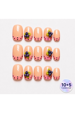 Pembe Nail Art Kısa Balerin El Yapımı Jel Tırnak Kkbl-3542 M