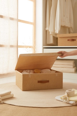 Ocean Home Textile Jüt Kapaklı Kutu 48 x 40 x 19 cm