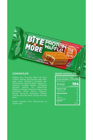 Bite&more Protein Waffle 55 Gram X 12 Adet Tiramisu