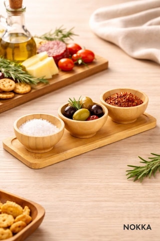 3'lü 6 Cm Bambu Sunum Kasesi, Bambu Altlık Çerezlik Servis Kasesi Diğer