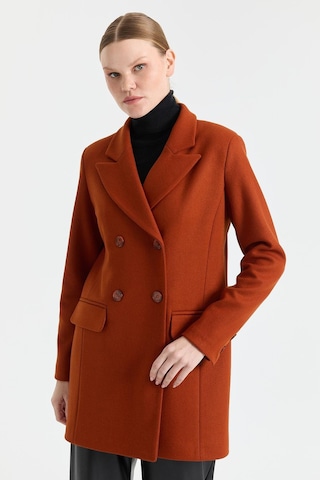 Kruvaze Kapamalı Kaşe Ceket Oranj Oranj