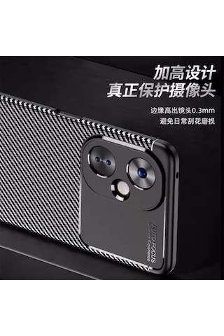 Honor 400 Kılıf Kamera Korumalı Çıkıntılı Karbon Desenli Silikon