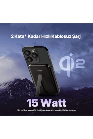 Ttec 2BB226S Recharger Pro M 5.000 mAh Qi2/Magsafe Özellikli 15W Apple Uyumlu iPhone/Android Stantlı Kablosuz Powerbank