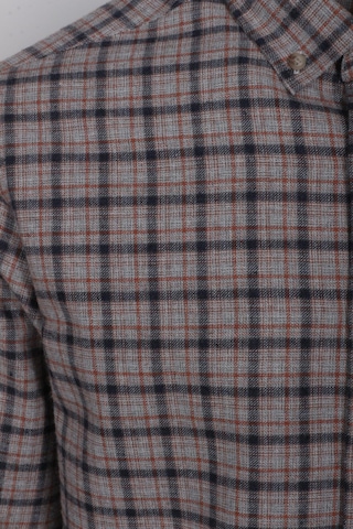 Erkek Gömlek Kiremit Uzun Kol Ekose Kareli Flanel Yün Tuşeli Slim Fit Düğmeli Yaka Shirt Ncs Jeans 7270-kiremit Kiremit