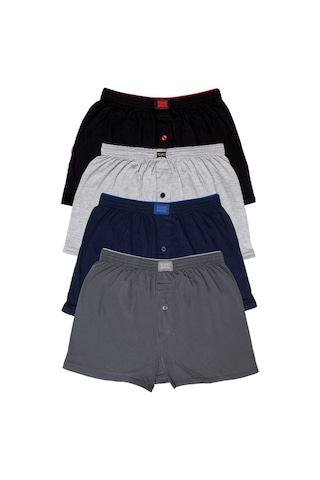 Tutku 0117 Penye Düğmeli Düz Erkek Boxer 6'lı