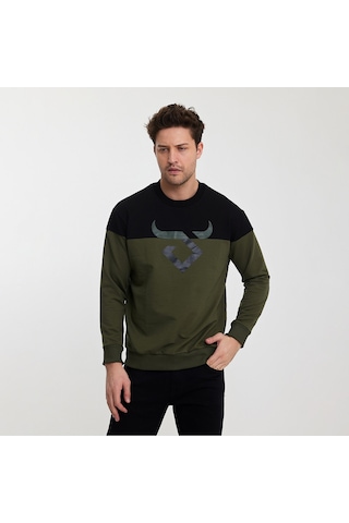 Twobull HELSİNKİ Erkek Siyah / Haki Sweatshirt