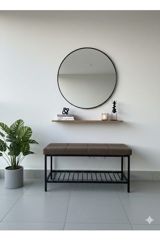 Özcan Metal Metal Ayaklı Raflı Bench Puf Bank Antre Mutfak Salon Yatak Odası Puf Bank 105 40 Kahverengi