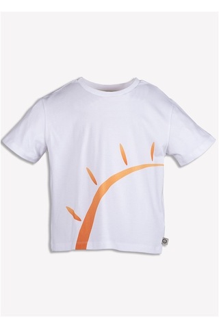 Ozmoz Organik Güneş Baskılı Erkek Çocuk T-Shirt Beyaz