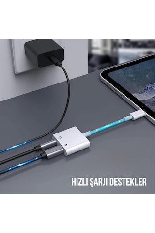 Lightning To 3.5mm Jack Lightning Dönüştürücü Çift Çıkış Adaptörü Yüksek Ses Kalitesi Ve Hızlı Şarj Kulaklık Desteği Şık Ve Dayanıklı Tasarım Sku: Smg8690010088475