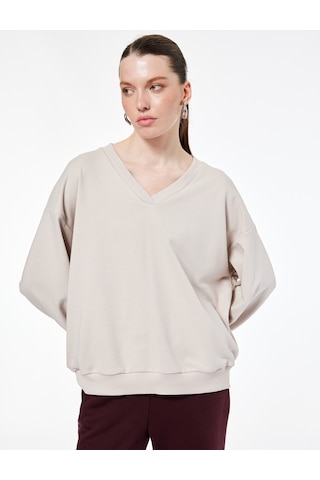 Koton V Yaka Uzun Kollu Rahat Kalıp Triko Pijama Üstü Kahverengi 6wlk40137mk Kahve