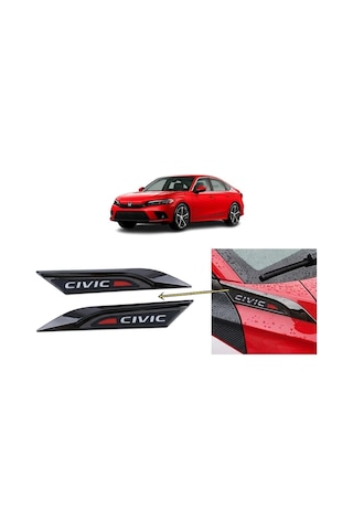 Trobus Ventil Süsü Yazılı Honda Civic Fe1 2022 Ve Sonrası Uyumlu Çamurluk 2 Parça Parlak Siyah