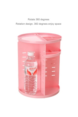 Sones 360 Derece Dönebilen Fonksiyonel Kozmetik Kabı Makyaj Düzenleyici Çevre Dostu Saklama Kutusu, Boyut: 23 X 31 Cm Pembe