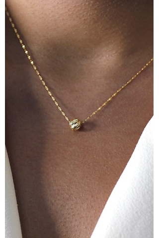 Diamine 14 Ayar Altın Büyük Dorika İnce Aynalı Zincir Kolye