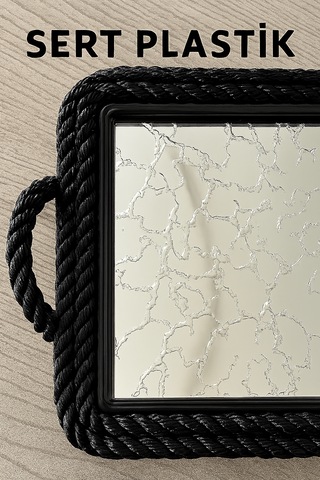 Sert Plastik Dikdörtgen Sunum Tepsisi, Dayanıklı Ve Şık Servis Çözümü Siyah