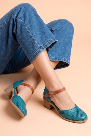 Analin Shoes Kadın Hakiki Deri Burnu Kapalı Delikli Sandalet Ocean Depths