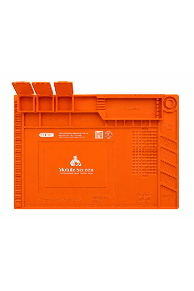 Turuncu 45x30 Cm Isıya Dayanıklı Manyetik Silikon Tamir Pedi Esnek Lehim Matı Elektronik Telefon Servis Pedi 45 X 30 Cm