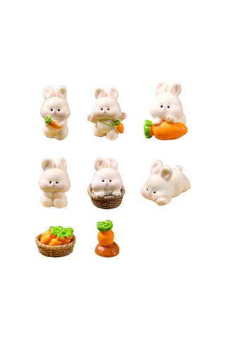 Suofeng Araba Dekorasyonu: 8 Adet Sevimli Kartoon Tavşan Figürü - Araç İç Dekoru, Konu Başı Oluşturucu, Stili Artıran Aksesuar