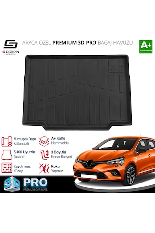 S-dizayn Renault Clio 5 3d Pro Bagaj Havuzu 2019 Üzeri A+ Kalite