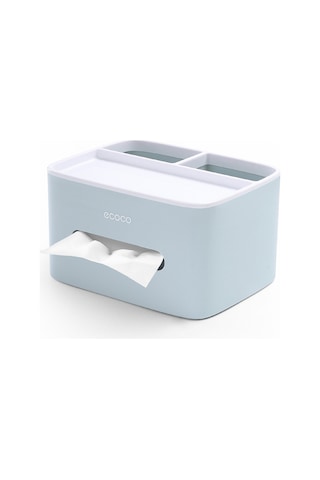 Padalink Ecoco Üç Bölmeli Çok Amaçlı Organizer Kutusu - Mendil Saklama, Küçük Eşya Depolama, Anti-s Kaydırmalı Abs+ps Materyal - Nordik Mavi Ev/ofis/yuva Mavi