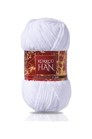 Kürkçü Han Kadife 100 G 95 M Örgü İpi Khkad Beyaz