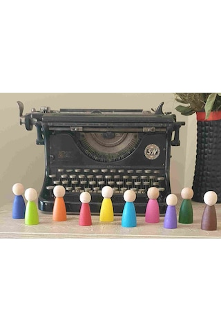 Waldorf Montessori Peg Bebek Mini İnsancık Boyalı 10'lu Set Do...