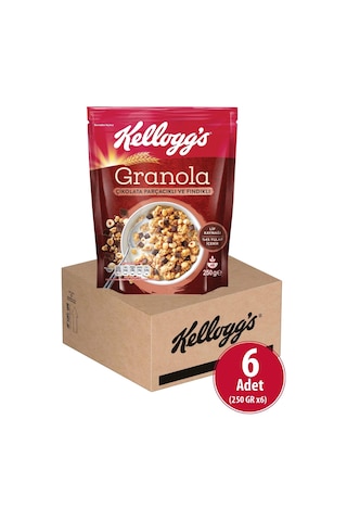 Kellogg's Çikolata Parçacıklı ve Fındıklı Granola 6 x 250 G