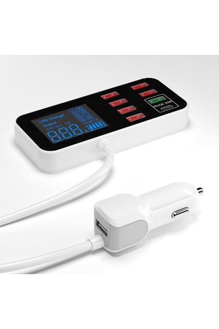 A9s+ 8 Port Usb Araba Hızlı Araba Lcd Ekran Telefon Tabletleri İçin Ultra-ins Usb Hub Dvr