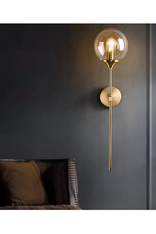 Modern Tasarım Pilli Aplik 1 Adet Kablosuz Tak Çalıştır Duvar Camlı Aplik Eskitme Gold Bal Cam Sarı