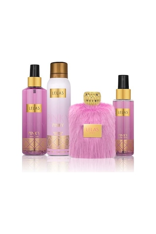 Lelas 1580 Pinky Siyah Kutulu Hediyelik Set Parfüm + Deodorant + Vücut Spreyi + Saç Spreyi