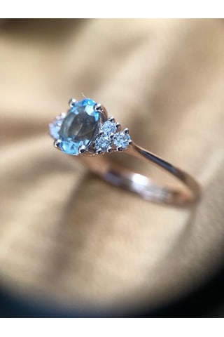 Meram Mücevherat 0,18 Ct Pırlanta 0,80 Ct Aquamarin Fantezi Yüzük