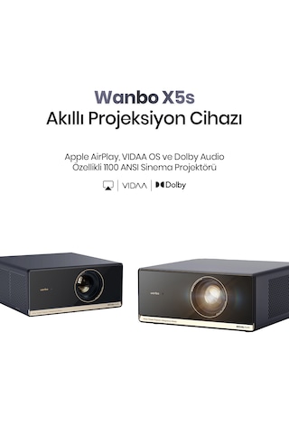 Wanbo X5 S 1100 Ansı Full Hd Vıdaa Voice Projeksiyon Cihazı 4k Destekler Wifi Bluetooth