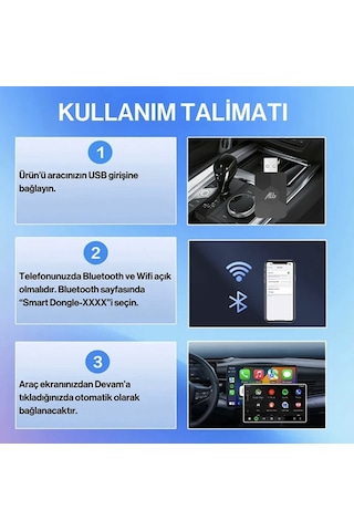 Kablosuz Carplay Adaptörü İphone & Android Uyumlu Bağlantı Kopmaz Yeni Nesil - 9014427374683 Diğer