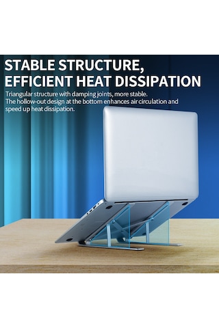6 Seviyeli Ayarlanabilir Laptop Standı Taşınabilir Katlanabilir Alüminyum Alaşım Laptop Braketi Kaymaz Laptop Tablet Tutucu Gümüş