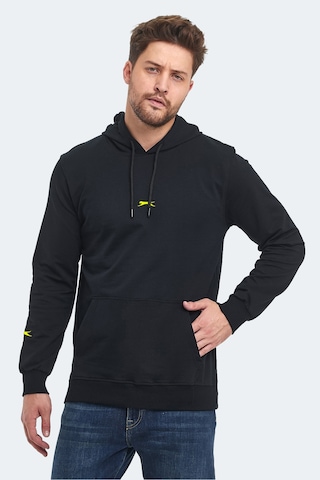 Slazenger Oslo In Erkek Kapüşonlu Cepli Siyah Sweatshirt Siyah