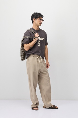 Vamos Oversize Baskılı Tişört V70-188 Kahve