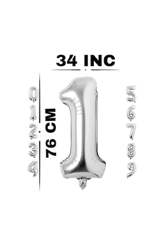 Folyo Balon Rakam Gümüş Renk 34 Inc 76 Cm Helyum Uyumlu 8