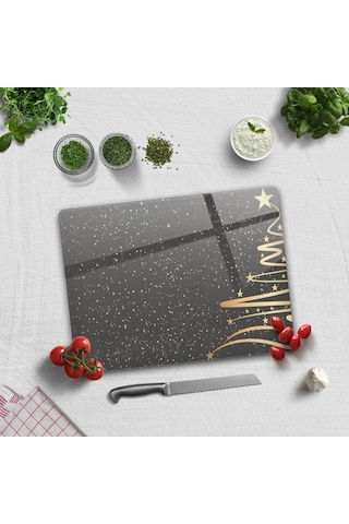 Decorita Cam Kesme Tahtası|Yeni Yıl Füme|30cm x 40cm