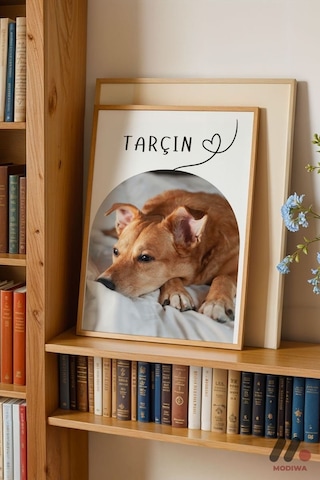 Kişiye Özel İsimli Köpek Posteri, Ahşap Çerçeveli Duvar Tablosu - Sevdiklerinize Özel Hediye