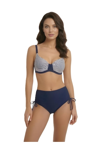 Donlaritta Büyük Beden Toparlayıcı Siyah Beyaz-lacivert Beyaz Göğüs Pedli Bikini Takımı 42-44-46-48-50-52-54 Lacivert - Beyaz