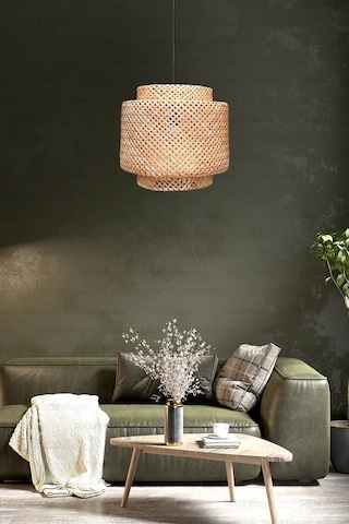 Sinnerlig Bambu Avize 40cm- İskandinav, Modern, Bohem, Rattan Avize, Aydınlatma Bambu