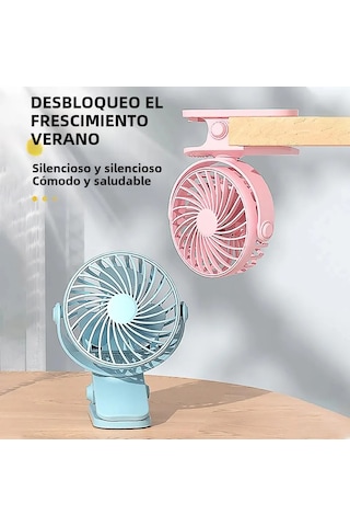 Gece Lambası Ve 720 Dönebilen Klipsli Şarjlı Vantilatör Mavi,