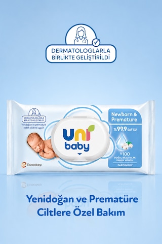 Uni Baby Newborn & Premature Yenidoğan Şampuanı 500 Ml + Yenidoğan Islak Mendili 24x40 960 Yaprak 2'li Set