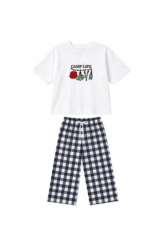 Minimorakids Erkek Çocuk % 100 Pamuk Keten Karışımlı Pantolon + T-shirt Takım Lacivert