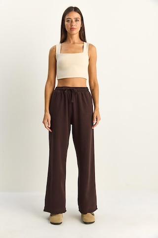 Shade Kadın Beli Lastikli Paça Detaylı Palazzo Kalıp Pamuk Gabardin Yazlık Pantolon 60283323 - Acı Kahve Acı Kahverengi